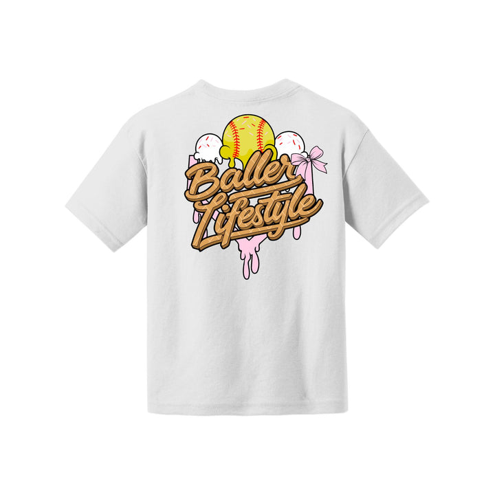 Baller Lifestyle Softball Ice Cream Drip Youth Tee