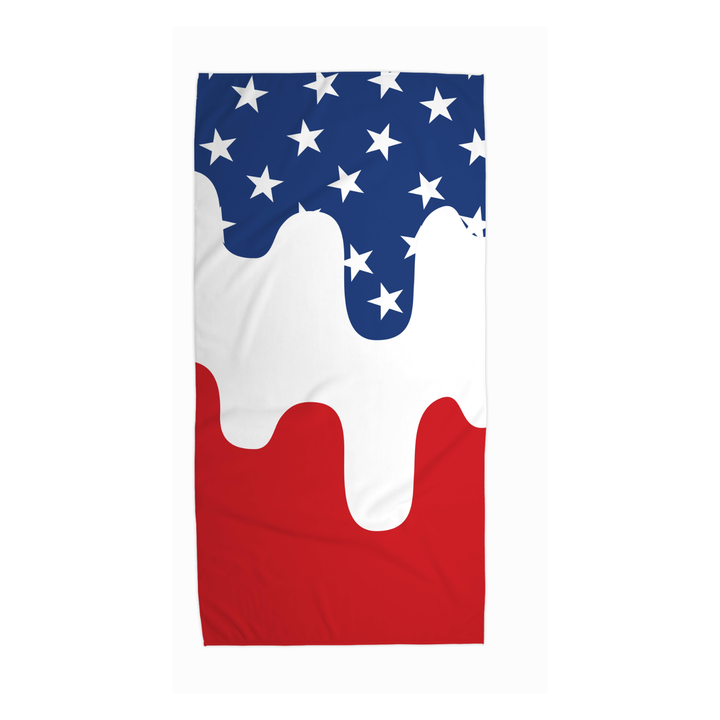 Red White and Blue Drip Beach Towel