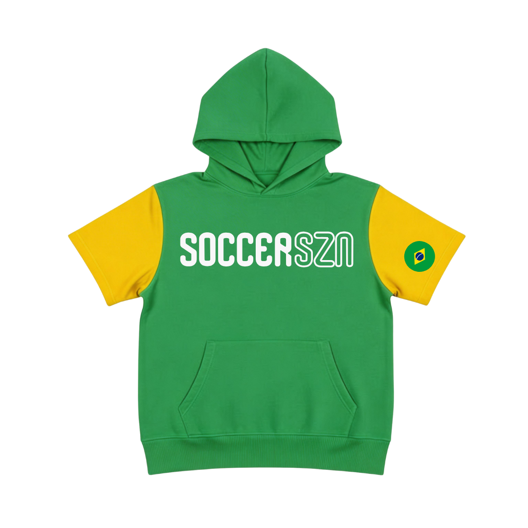 Brazil Soccer Short Sleeve Hoodie