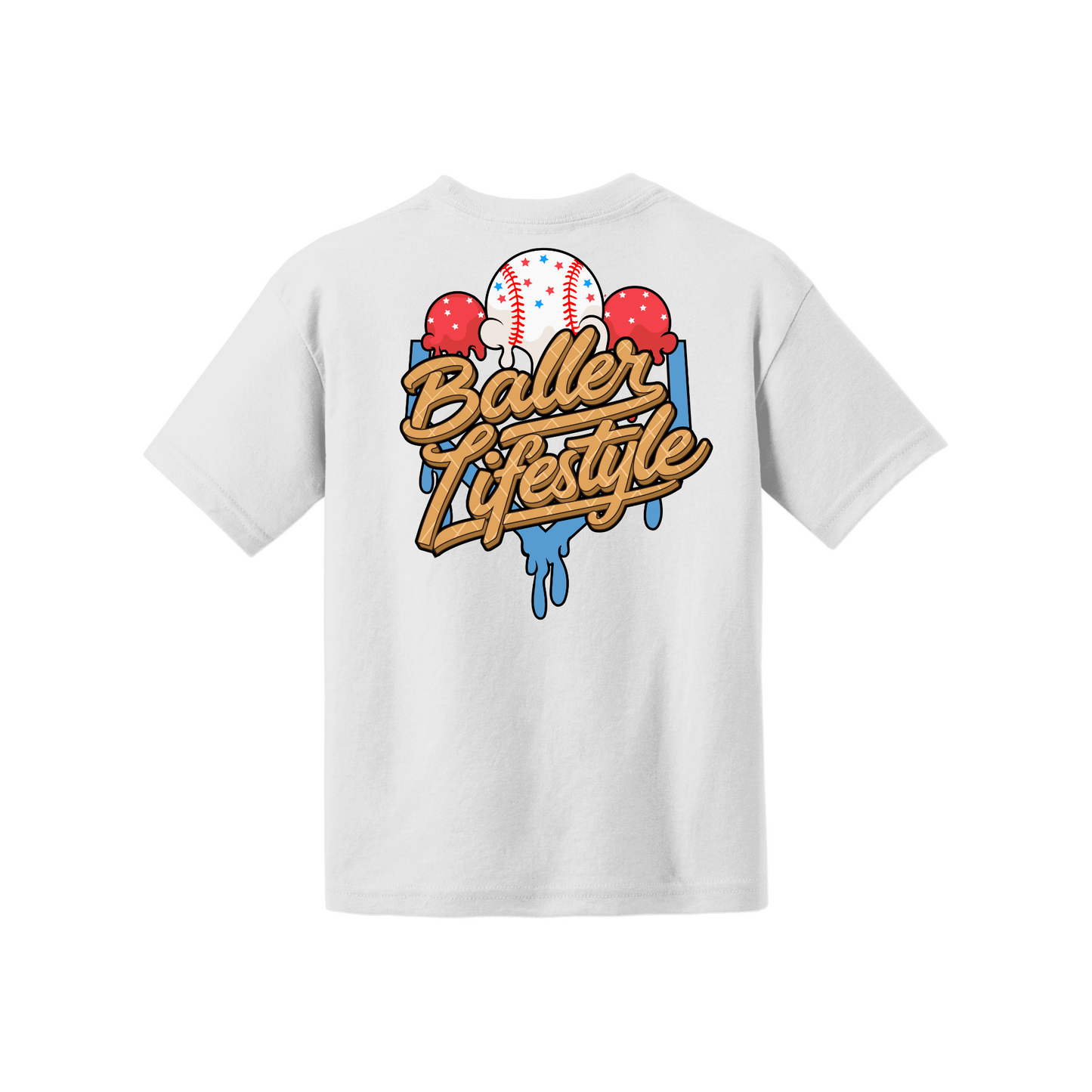 Baller Lifestyle Ice Cream Drip Youth Tee