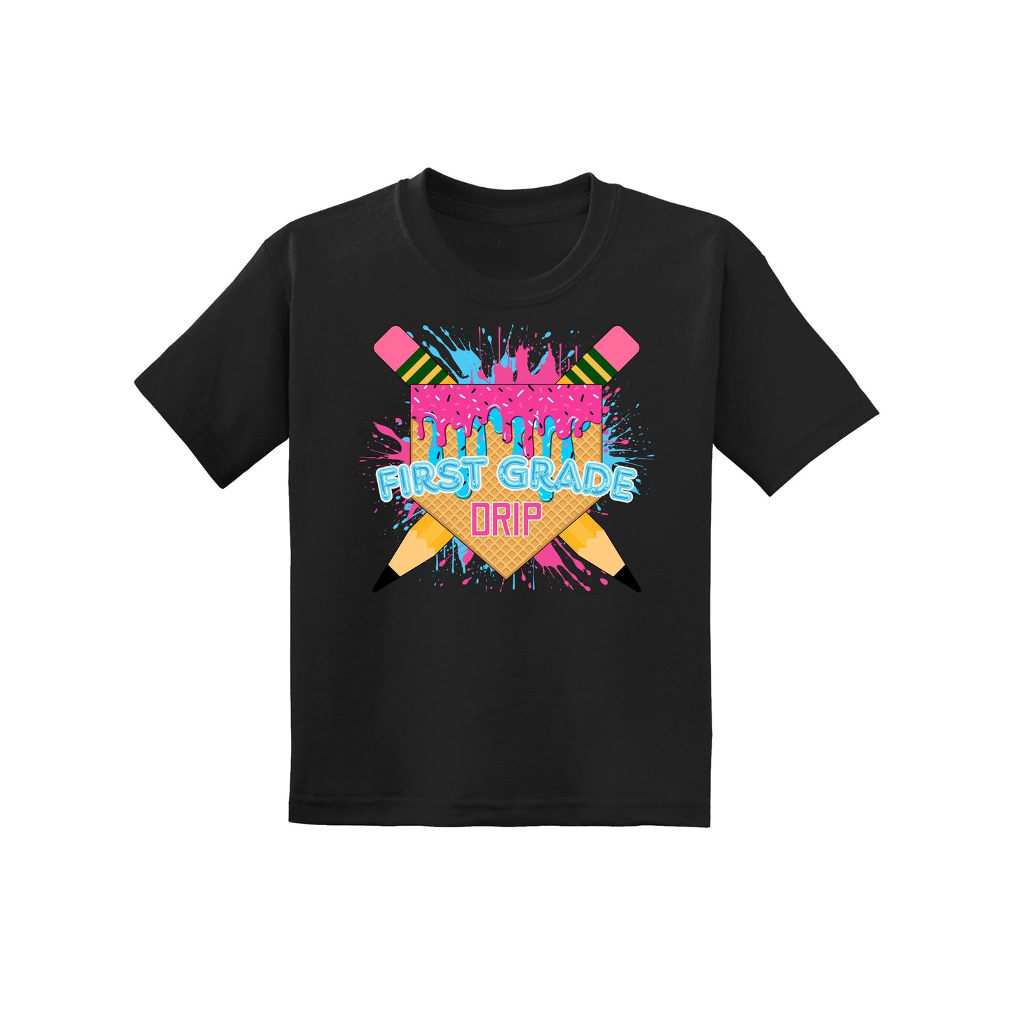 Back to School Baseball Drip Youth Tee