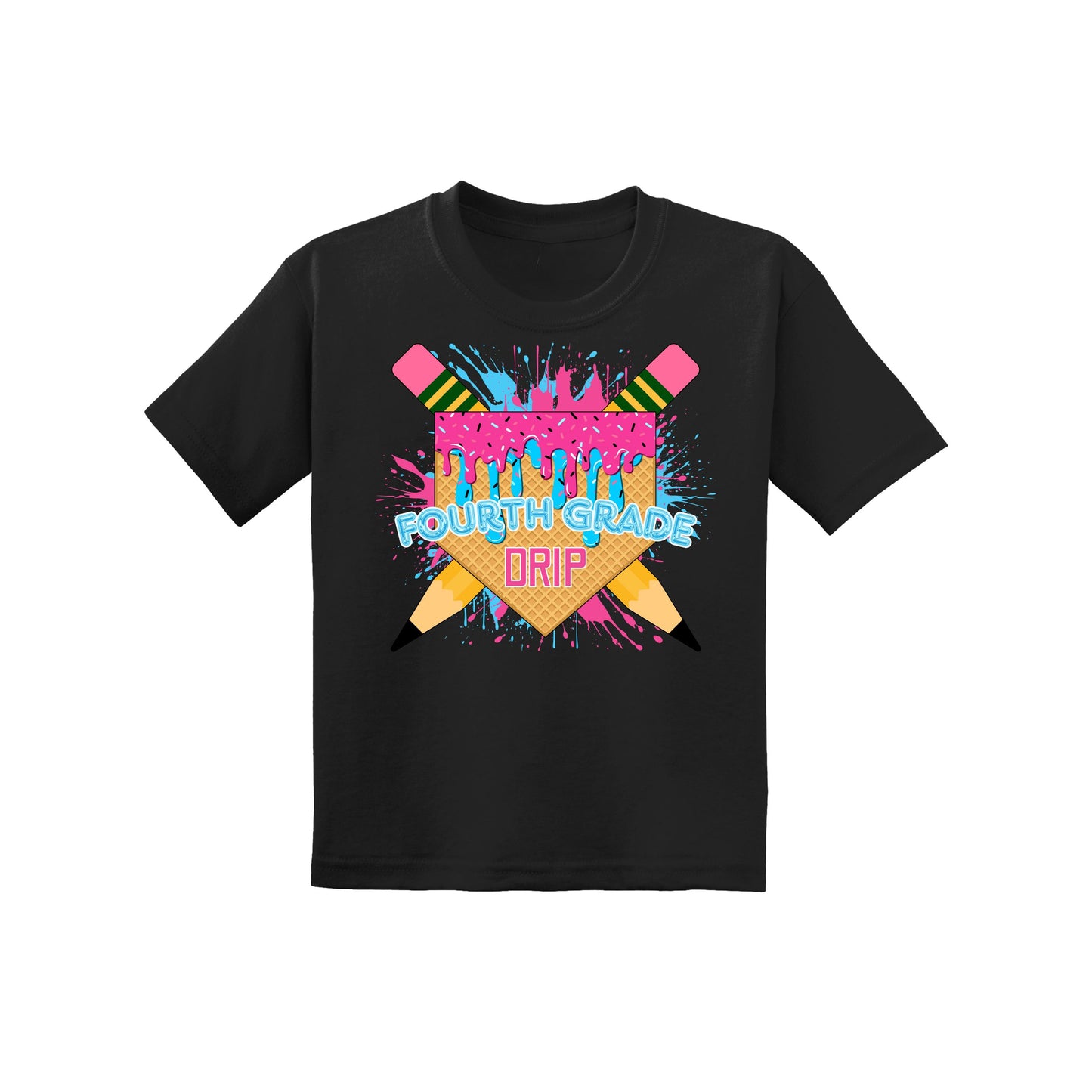 Back to School Baseball Drip Youth Tee
