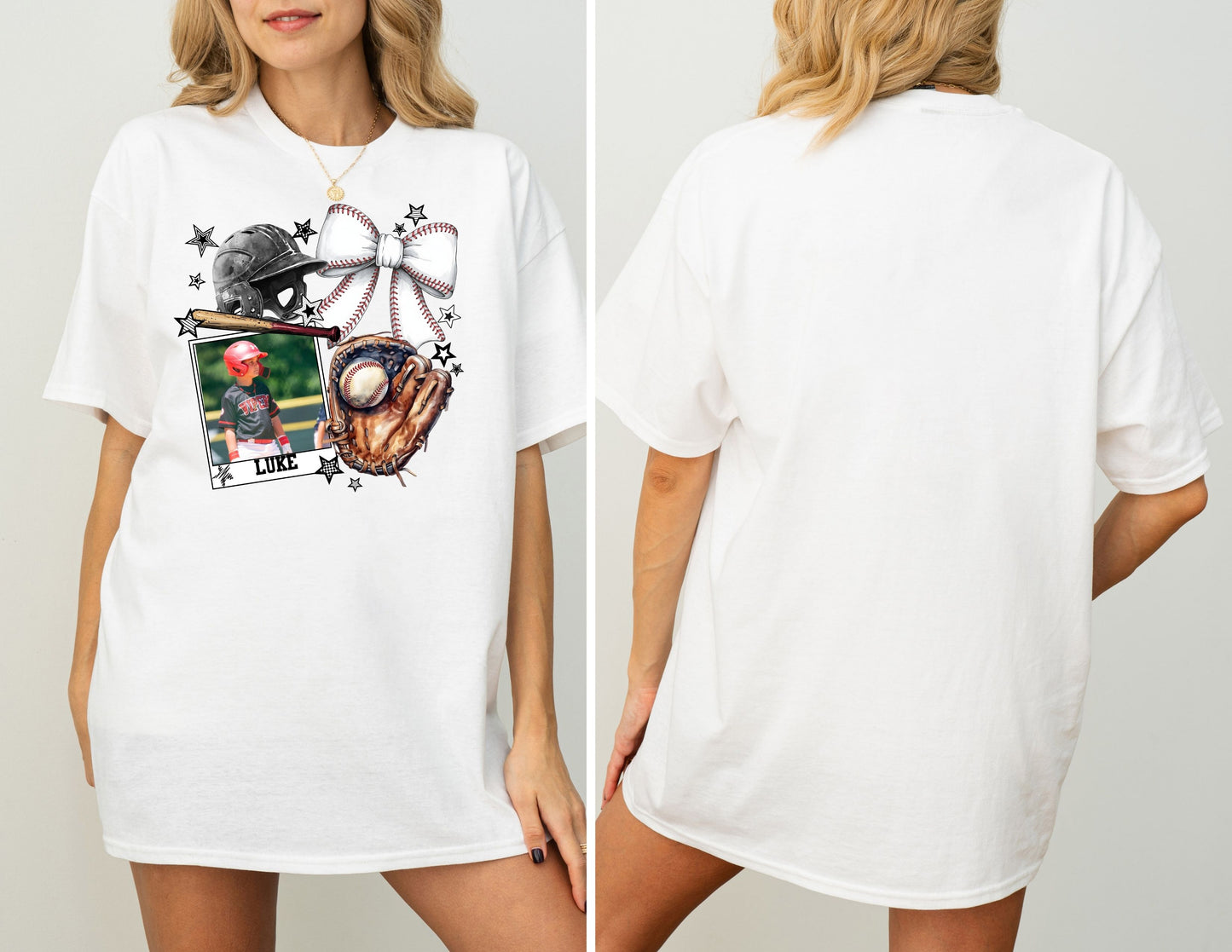 Personalized Kids Baseball Image Adult Tee