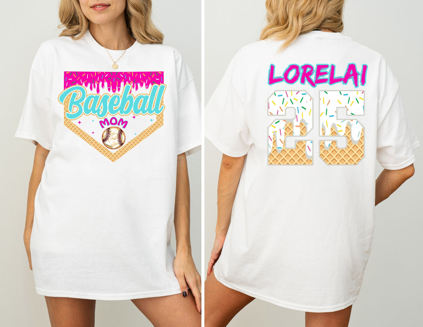 Personalized Baseball Mom Drip Adult Tee