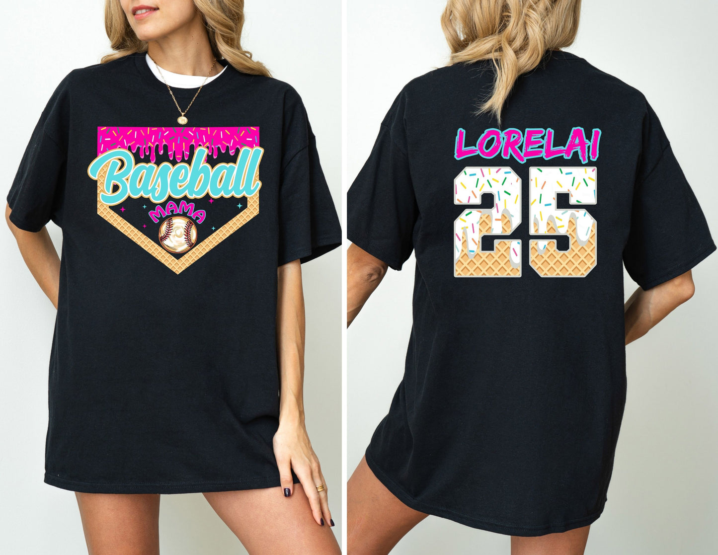 Personalized Baseball Mama Drip Adult Tee