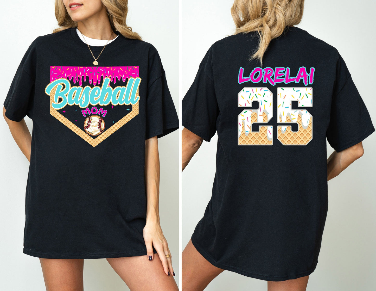 Personalized Baseball Mom Drip Adult Tee