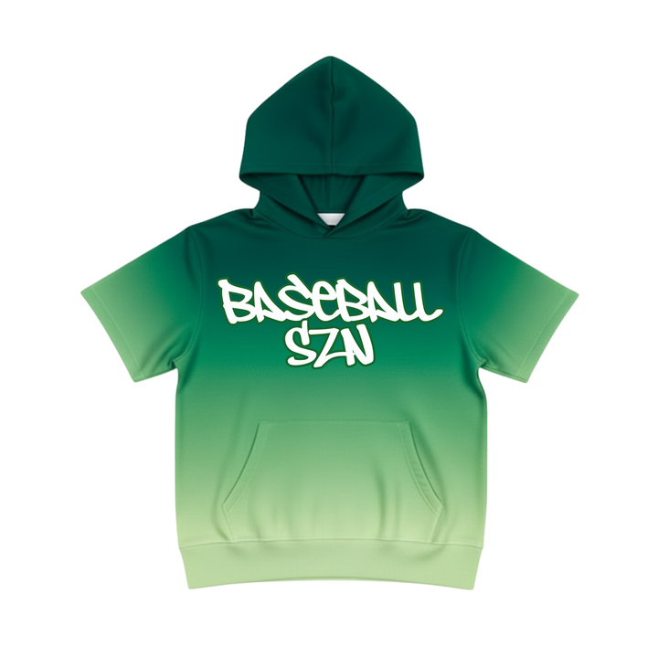 Ombre Short Sleeve Baseball Hoodie