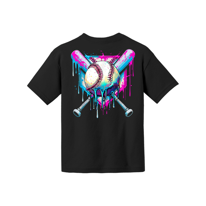 Baseball Home Plate Drip Youth Tee