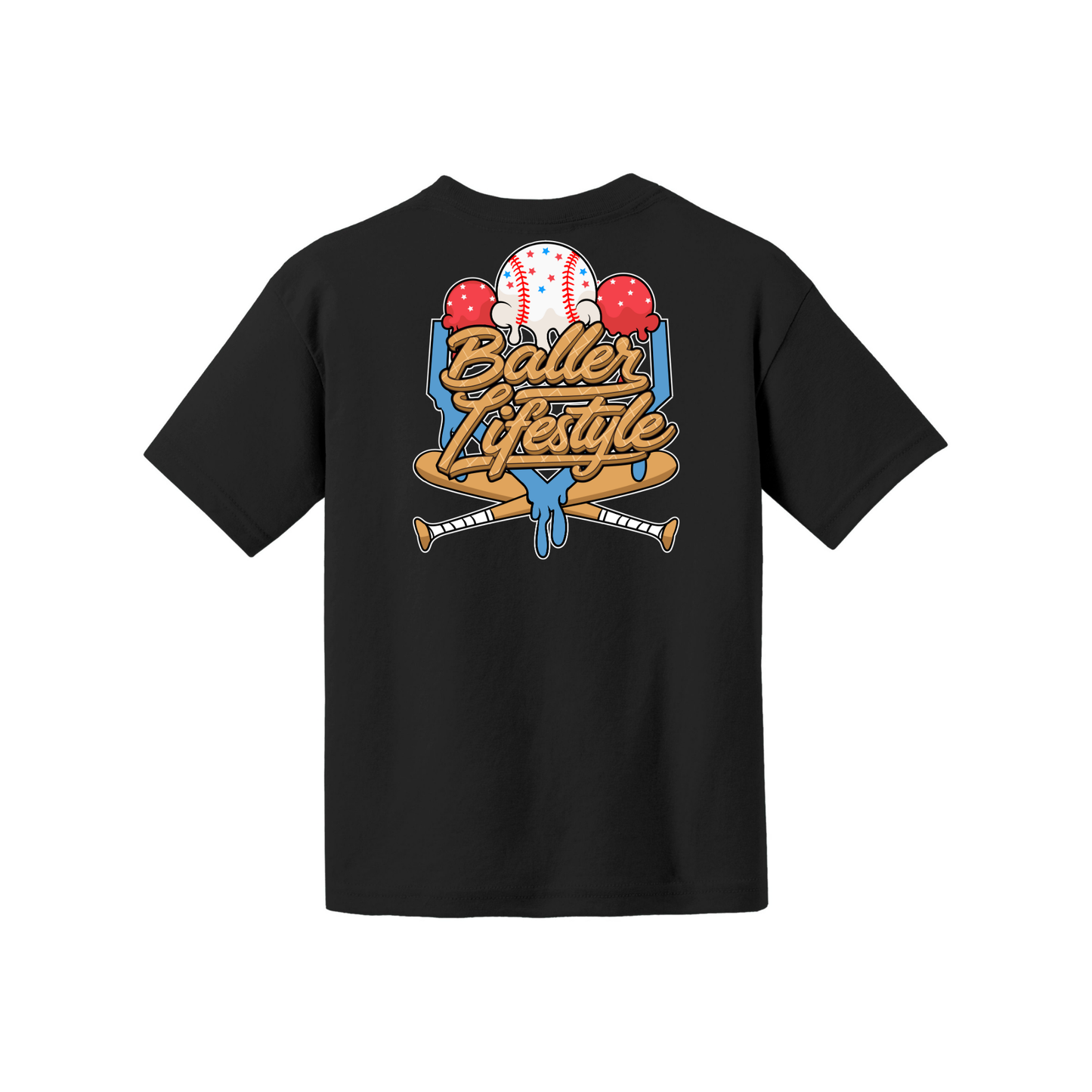 Baller Lifestyle Ice Cream Drip with Bats Youth Tee