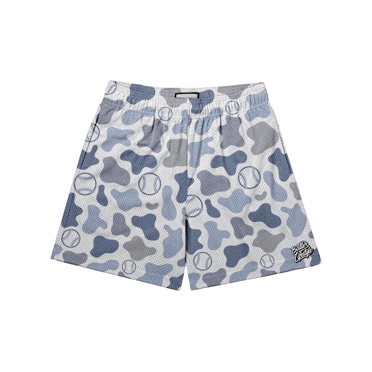 Blue Camo Baseball Adult Shorts