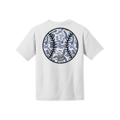 Blue Camo Baseball Youth Tee