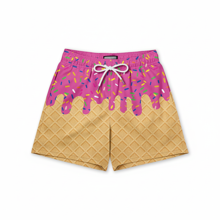 Ice Cream Drip swim trunks