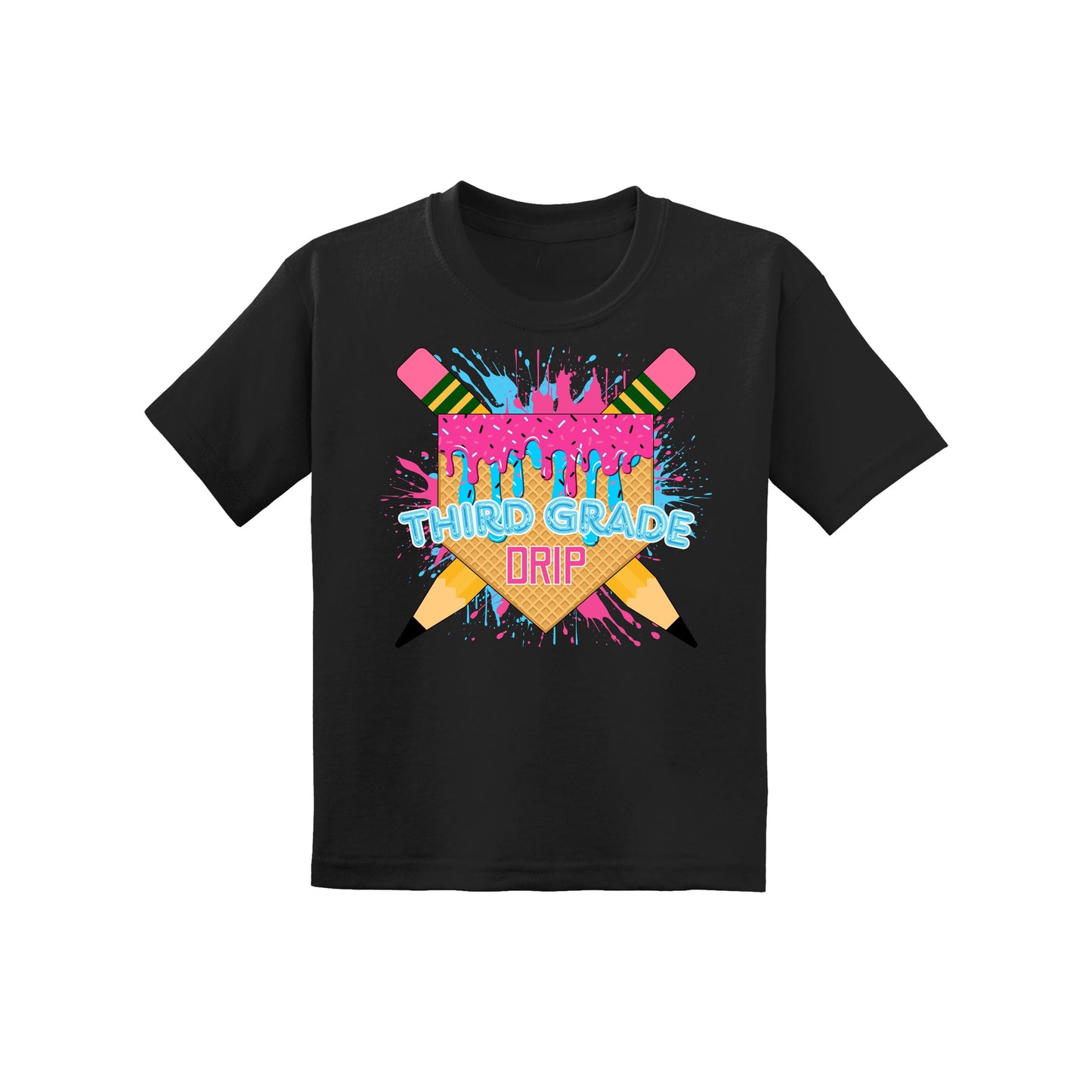Back to School Baseball Drip Youth Tee