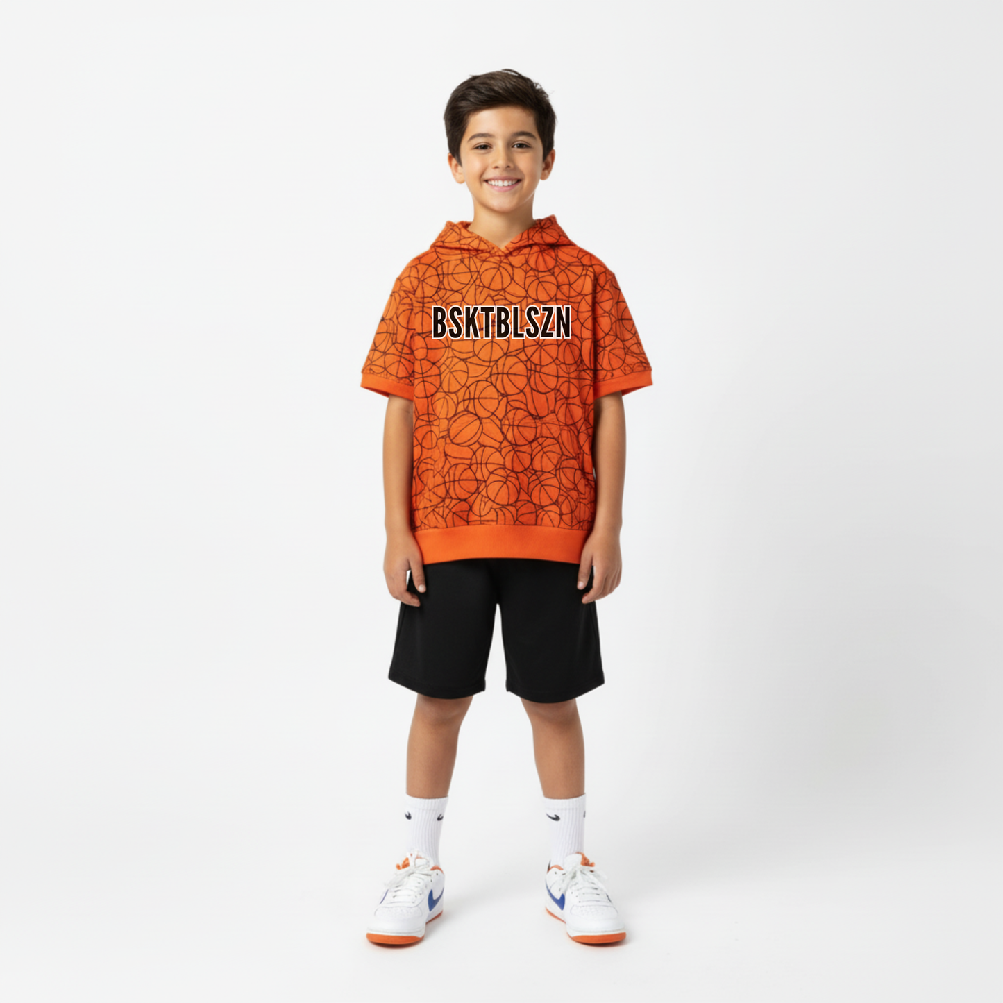 Basketball Youth Short Sleeve Hoodie