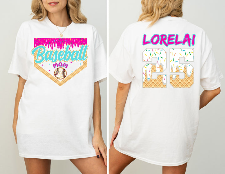Personalized Baseball Mom Drip Adult Tee