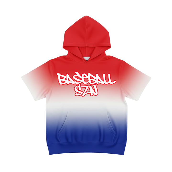 Ombre Short Sleeve Baseball Hoodie