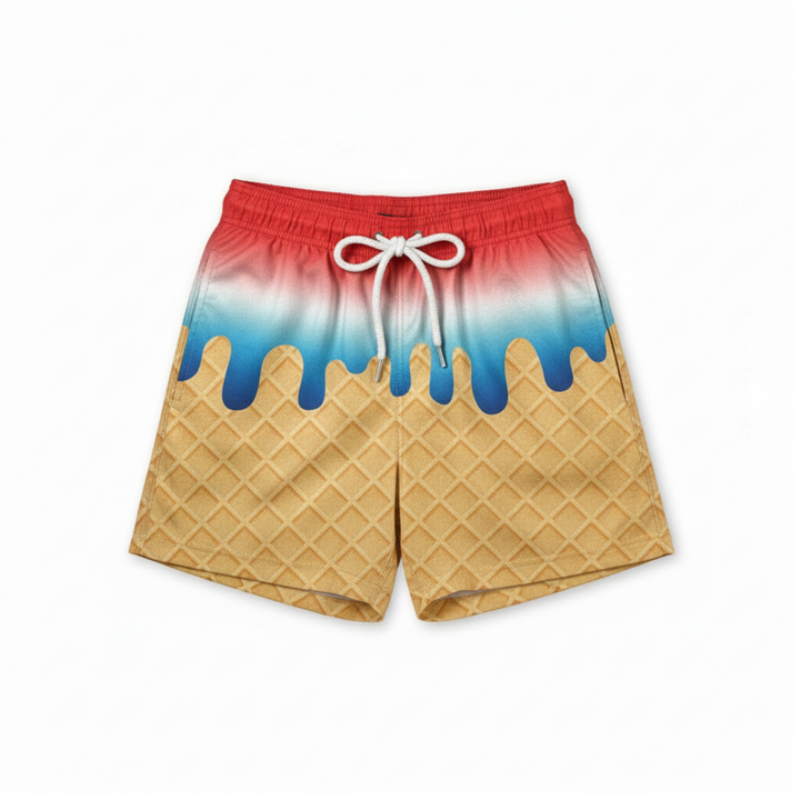 Ice Cream Drip swim trunks