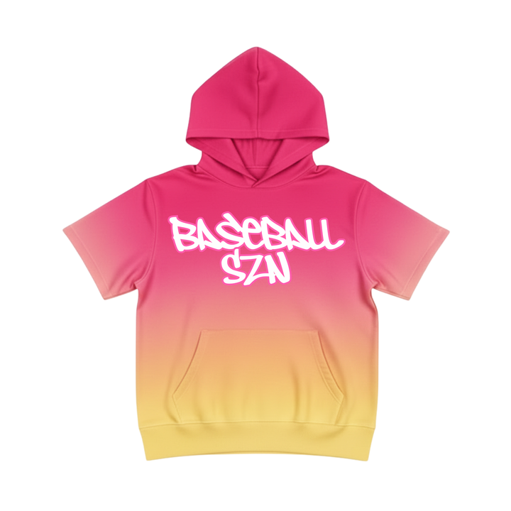 Ombre Short Sleeve Baseball Hoodie